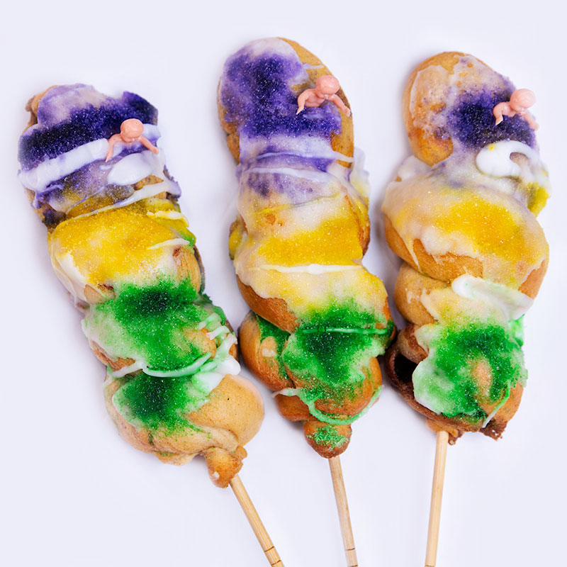 Sugar Love Bakery King Cake on a Stick
