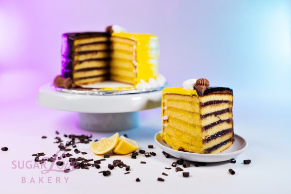 Half Lemon/Half Chocolate Doberge Cake - Image 5