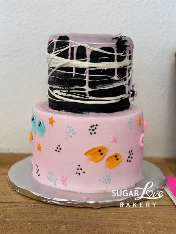 Pink Tiered Halloween Cake